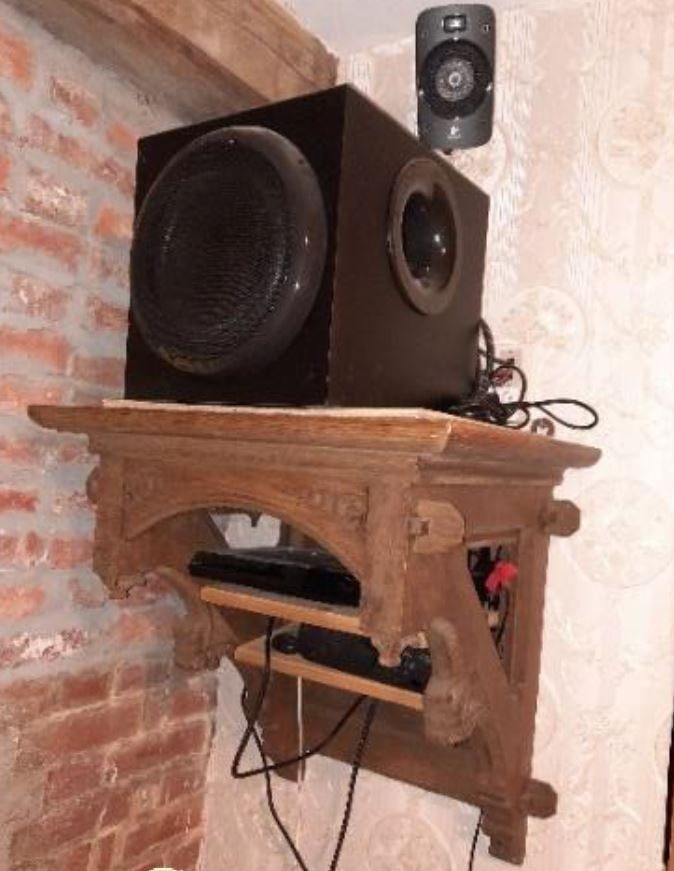 antieken houten sokkel, voetstuk, piëdestal uit kerk, Antiek en Kunst, Antiek | Religieuze voorwerpen, Ophalen