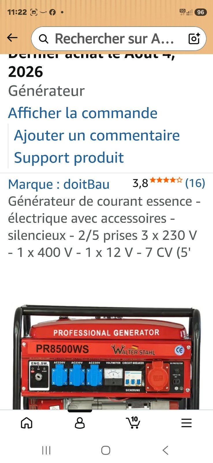 Générateur de courant essence - électrique avec accessoire, Bricolage & Construction, Générateurs, Enlèvement, Essence