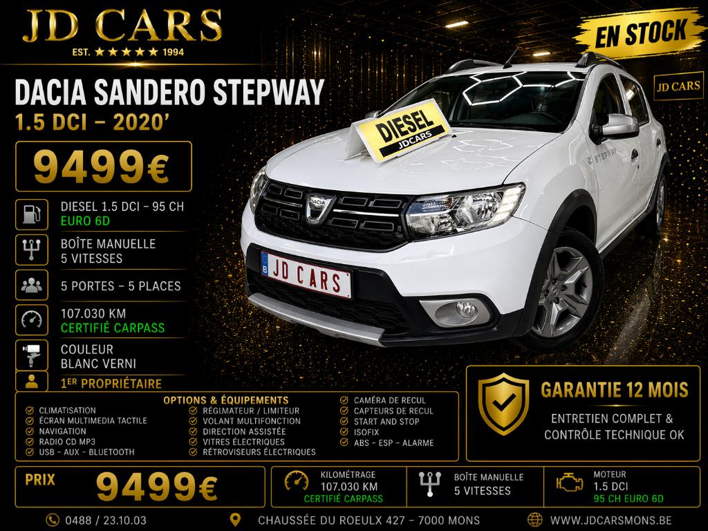 DACIA SANDERO STEPWAY 1.5 DCI ‼️GARANTIE 1 AN CTOK‼️, Autos, Dacia, https://public.car-pass.be/vhr/19702772-ec35-43b7-9d91-75a80a7ee06c