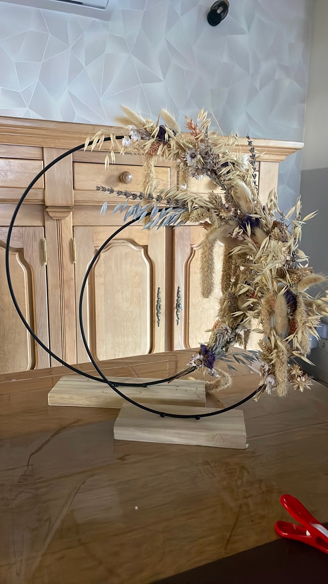 2 gedroogde bloemencirkels staand, Huis en Inrichting, Gebruikt, Ophalen, 30 cm, Natuurlijk materiaal
