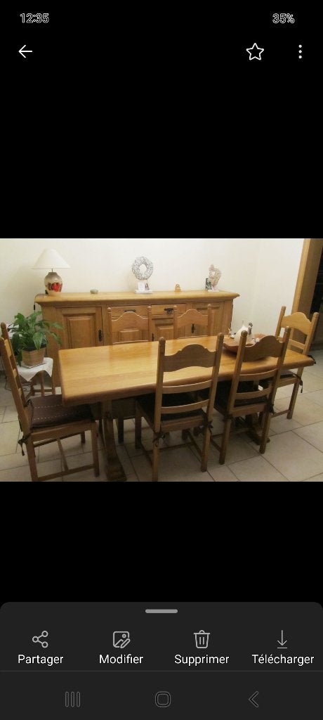 Eetkamer van massief eikenhout, Huis en Inrichting, Ophalen, Gebruikt, Rustique, 4 tot 6 stoelen