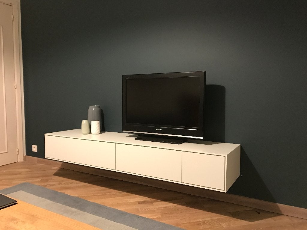 Strakke maatwerk zwevende televisiekast met kabelbeheer, Ophalen, Gebruikt, 150 tot 200 cm, Minder dan 100 cm