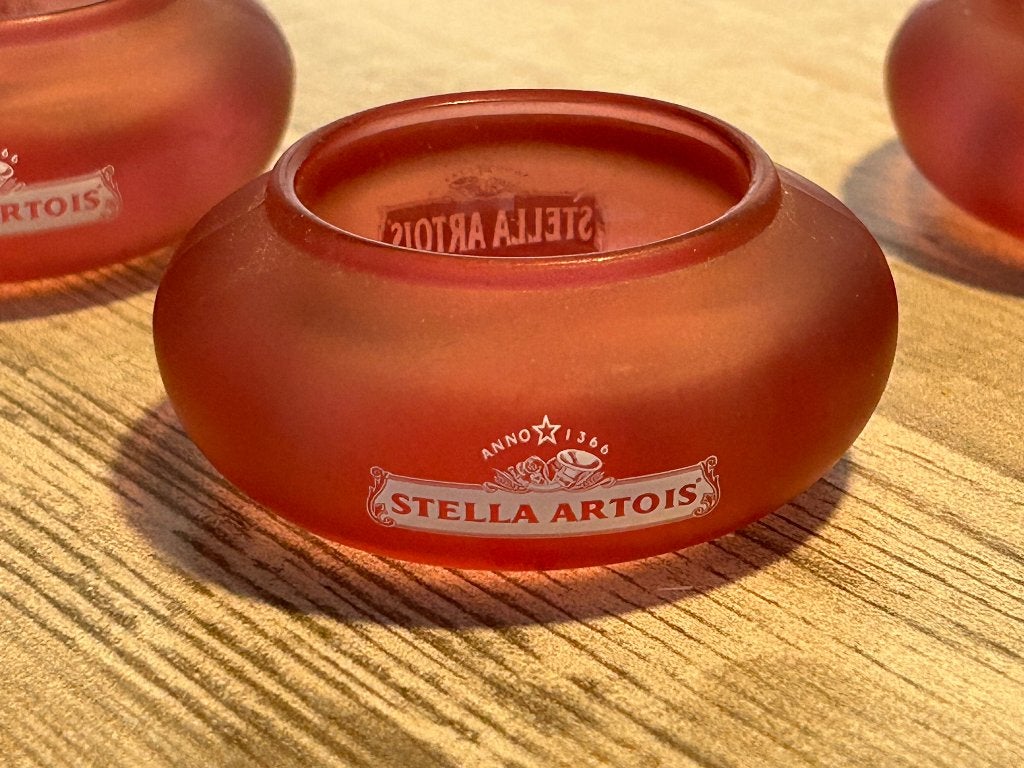 Stella Artois Kaarsjes houder in Rood Glas , set van 3 stuks, Ophalen of Verzenden, Nieuw, Glas of Glazen, Stella Artois