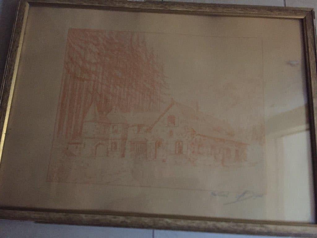 tekening Hatrival 1942 - ingekaderd 50x40 cm, Antiek en Kunst, Ophalen, Tekening, Gesigneerd