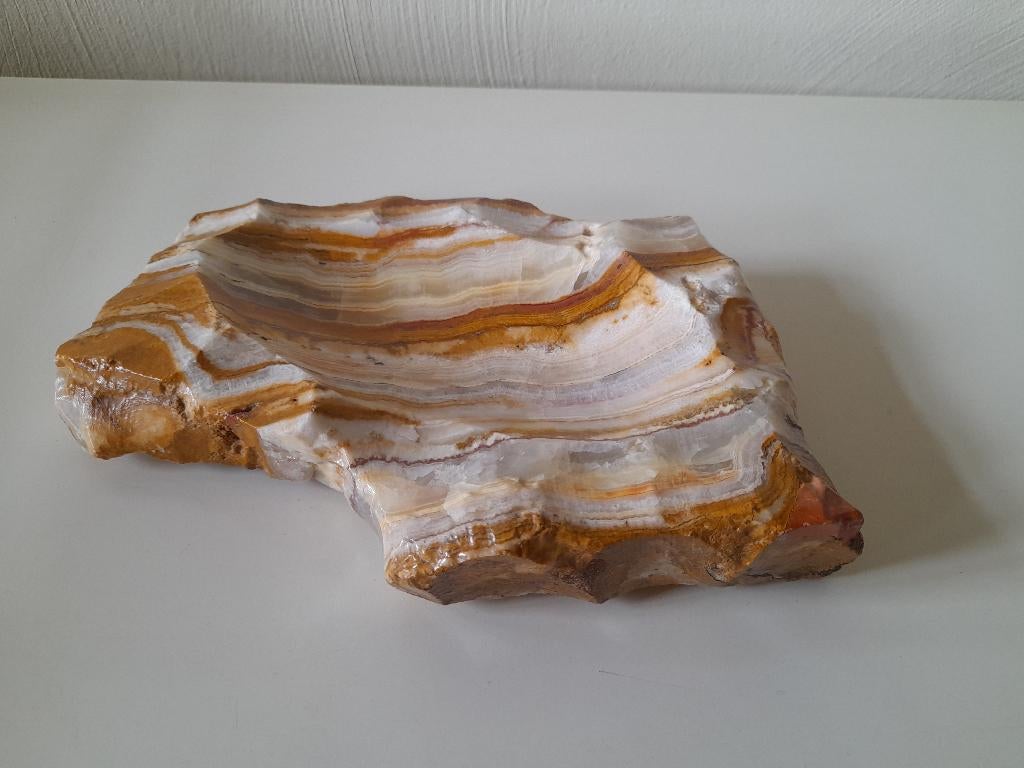 Alabaster of albasten natuursteen schaal - vintage brocante, Antiek en Kunst, Curiosa en Brocante, Ophalen of Verzenden