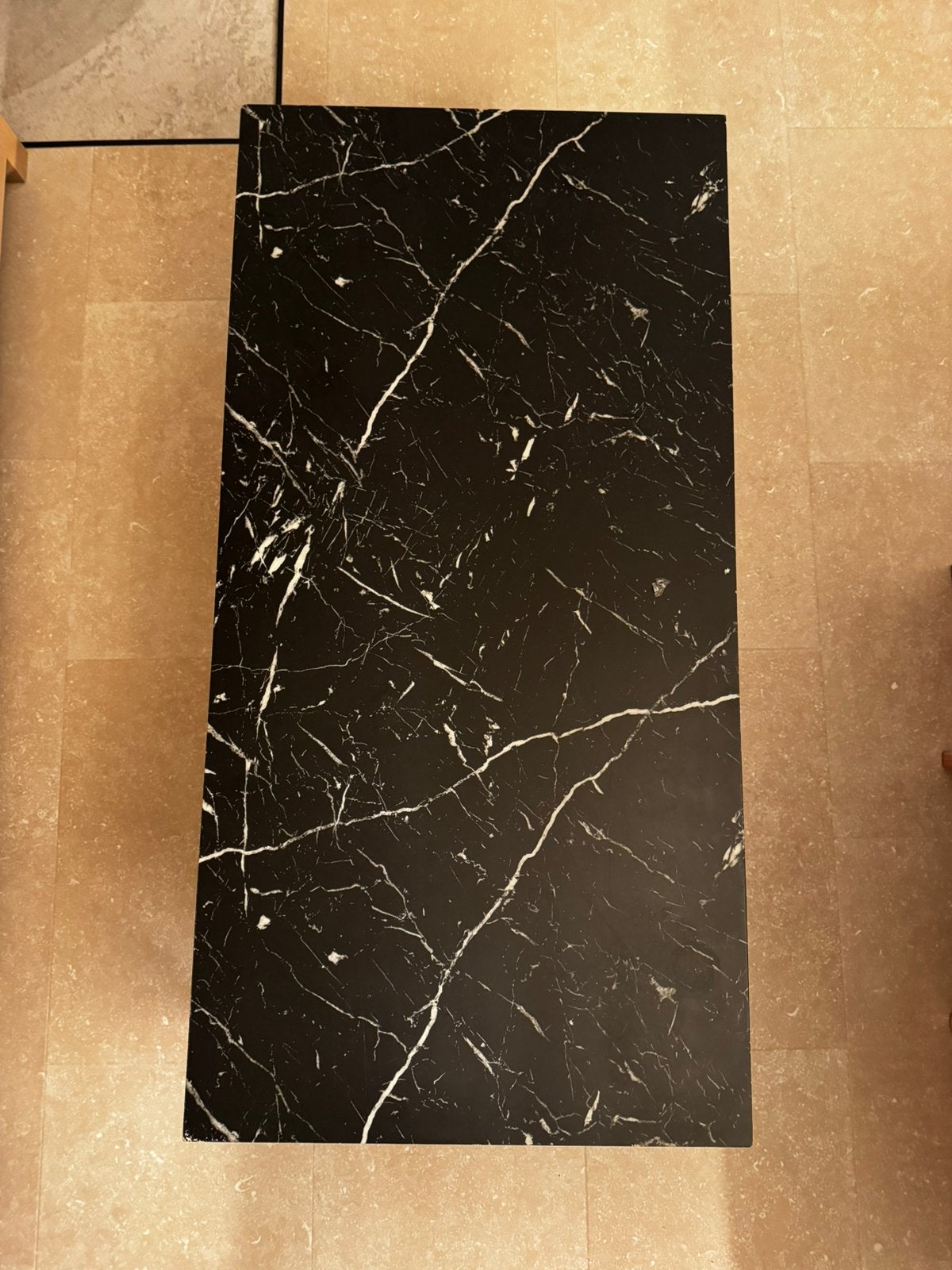 Salontafel zwart marmer-look metalen onderstel, 100 tot 150 cm, 50 tot 100 cm, Zo goed als nieuw, Ophalen
