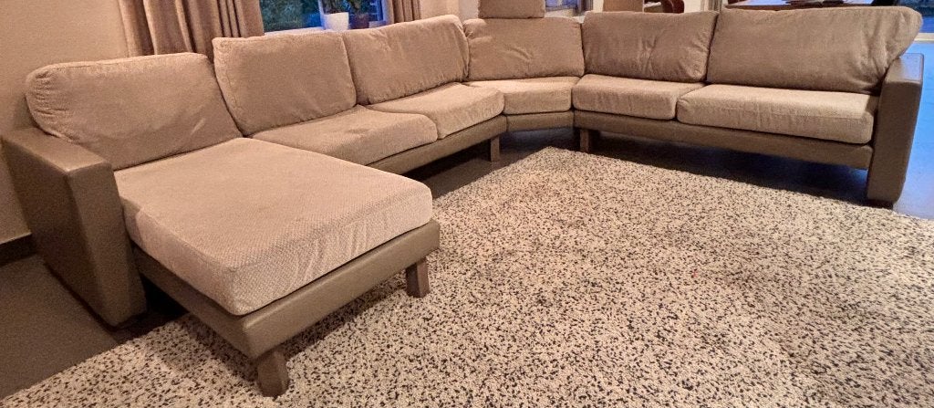 de Rore beige hoeksalon (zetel), Huis en Inrichting, Zetels | Zetels, Ophalen, 250 tot 300 cm, Gebruikt, Hoekbank