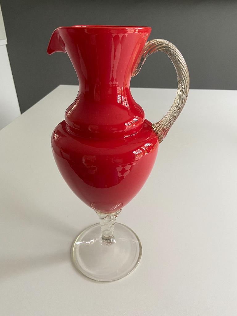 Vaas Seventies glas, Huis en Inrichting, Woonaccessoires | Vazen, Ophalen of Verzenden, Zo goed als nieuw, Rood, Glas
