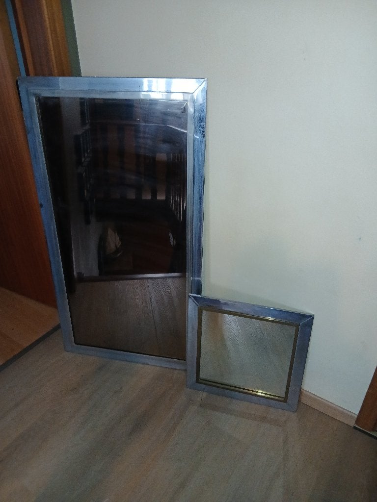 Vintage spiegels spiegel glas metaal/glas, Antiek en Kunst, Ophalen, Rechthoekig, 50 tot 100 cm, 100 tot 150 cm