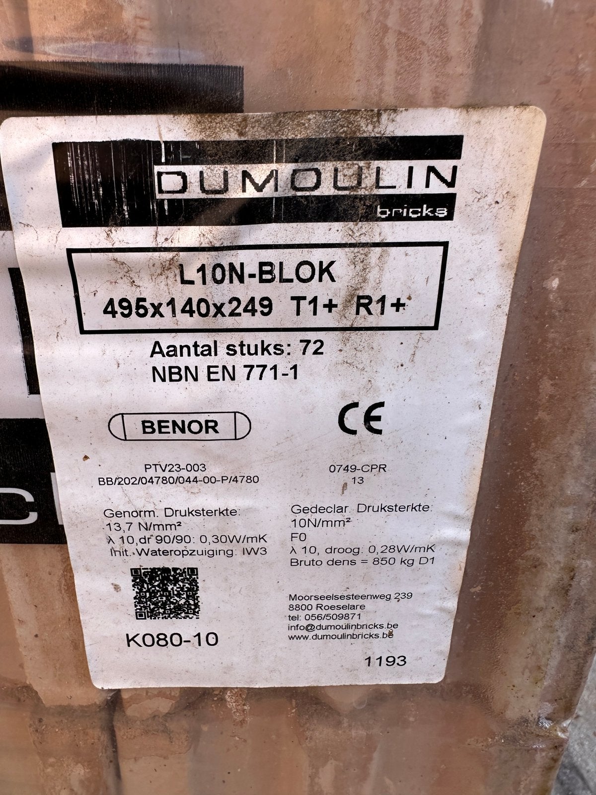 2.5 Pallet Dumoulin lijmblok/snelbouw, Enlèvement, Comme neuf