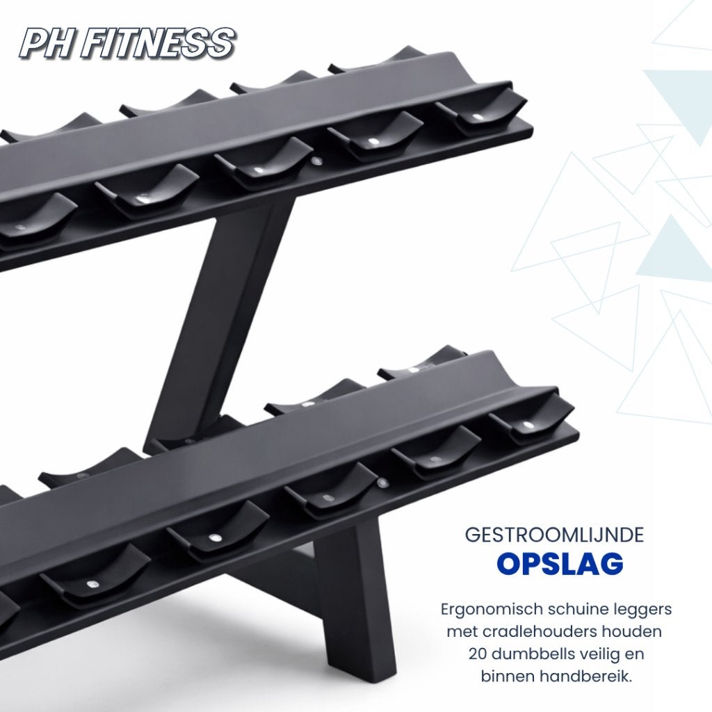 PU Dumbbell Rack - 10 Paar / 2 Laags, Ophalen, Rug, Dumbbell