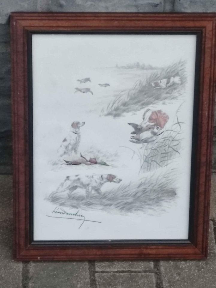 Lithographie signe Léon danchin, Ophalen of Verzenden, Lithografie