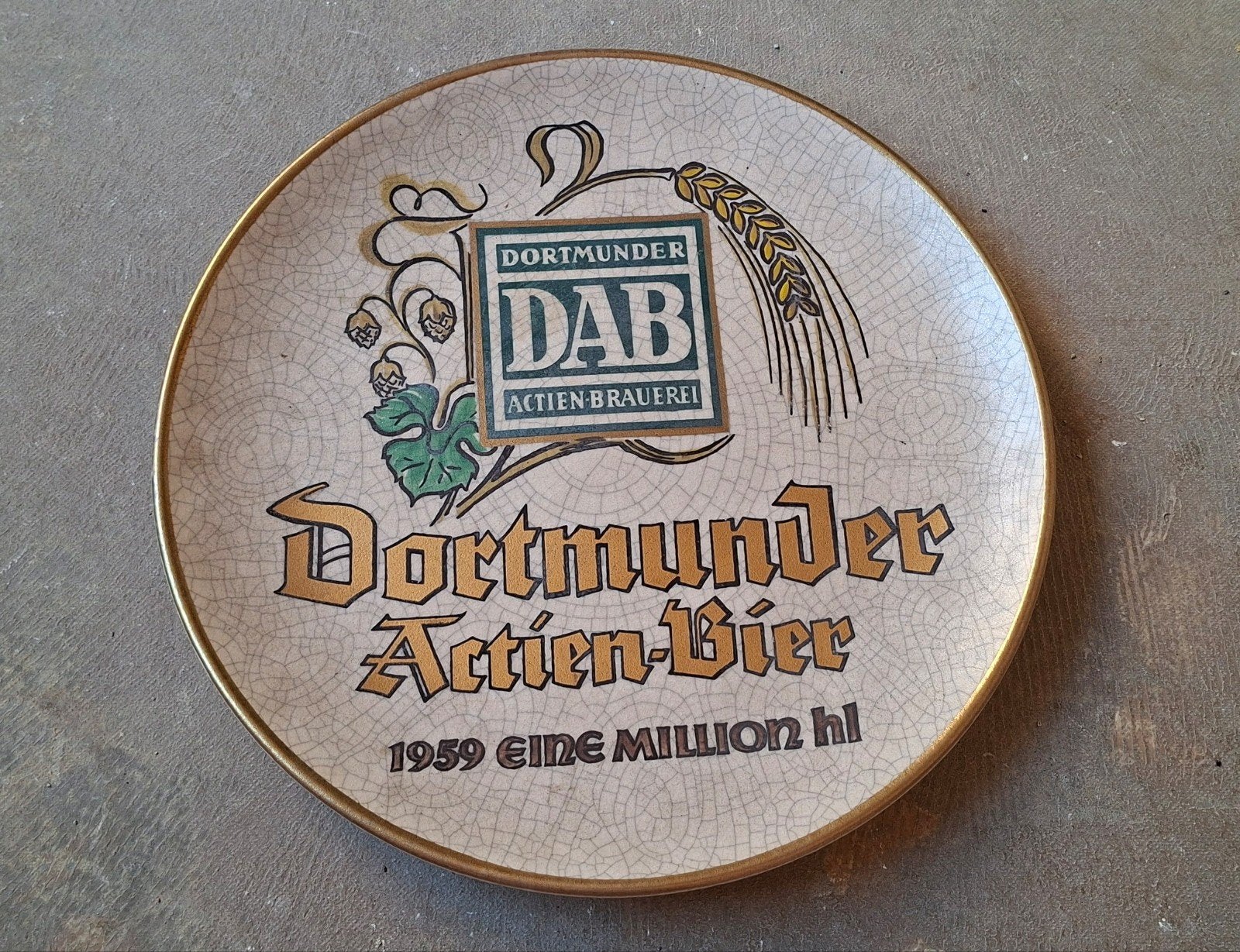 Vintage Keramiek Wandbord DAB Bier (Dortmunder Actien-Brauer, Antiek en Kunst, Ophalen