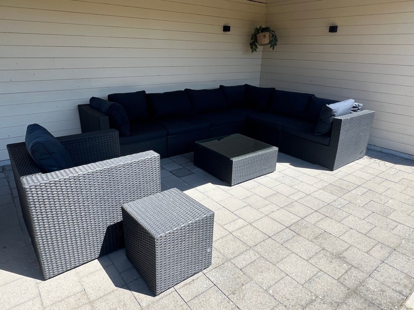 Lounge set zwart bristol + hoezen, Tuin en Terras, Ophalen, Kunststof, Zo goed als nieuw, Loungeset