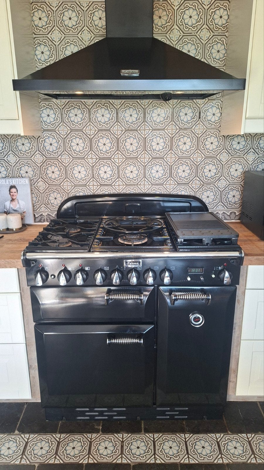 falcon elan gasvuur en oven 90cm met dampkap falcon, Electroménager, Gaz, Comme neuf, 5 zones de cuisson ou plus, 90 à 95 cm