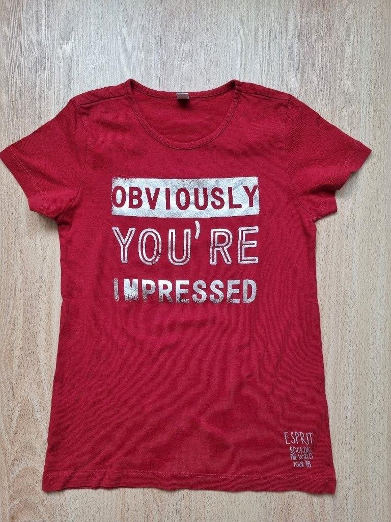 Rood shirt met opschrift - maat 140-146, Gebruikt, Meisje, Ophalen of Verzenden, Esprit