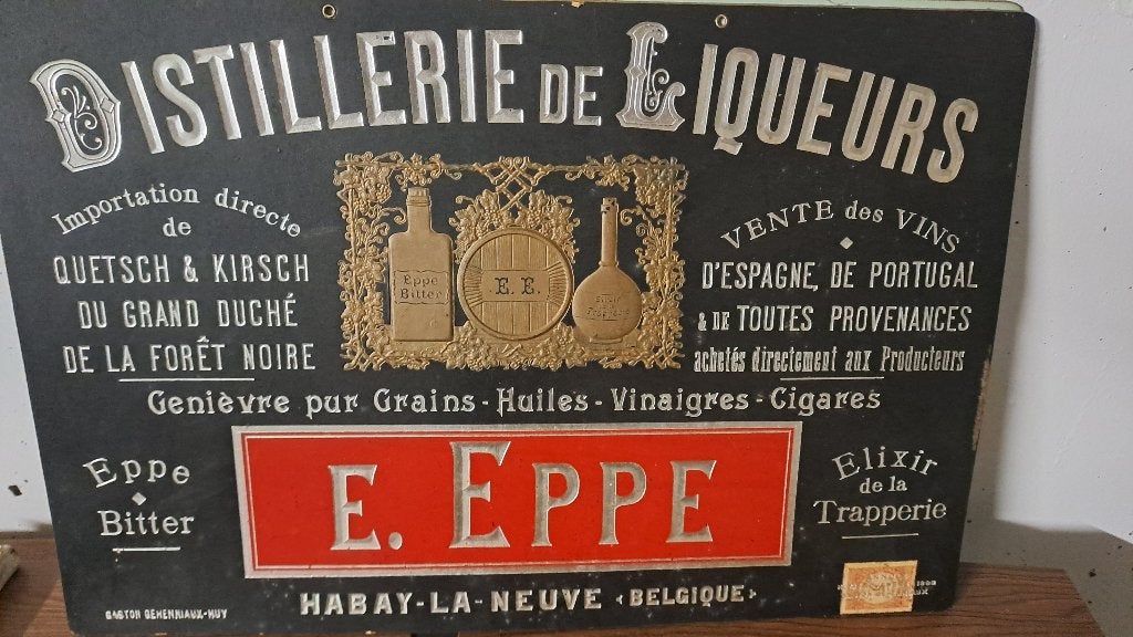Publicité 1898 Liqueurs Belgique HLN, Verzamelen, Ophalen, Gebruikt, Reclamebord