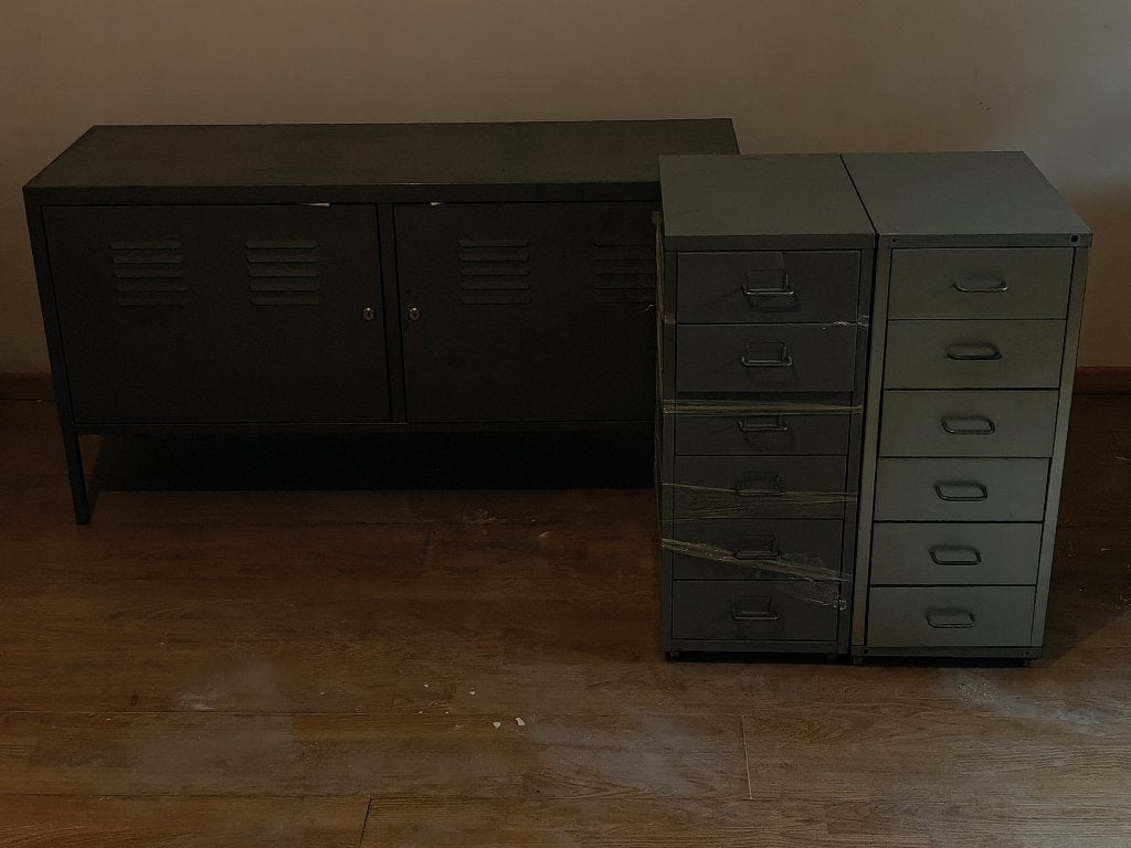 IKEA PS Dressoir & 2x Ladekast (Grijs/Antraciet), Ophalen, Gebruikt