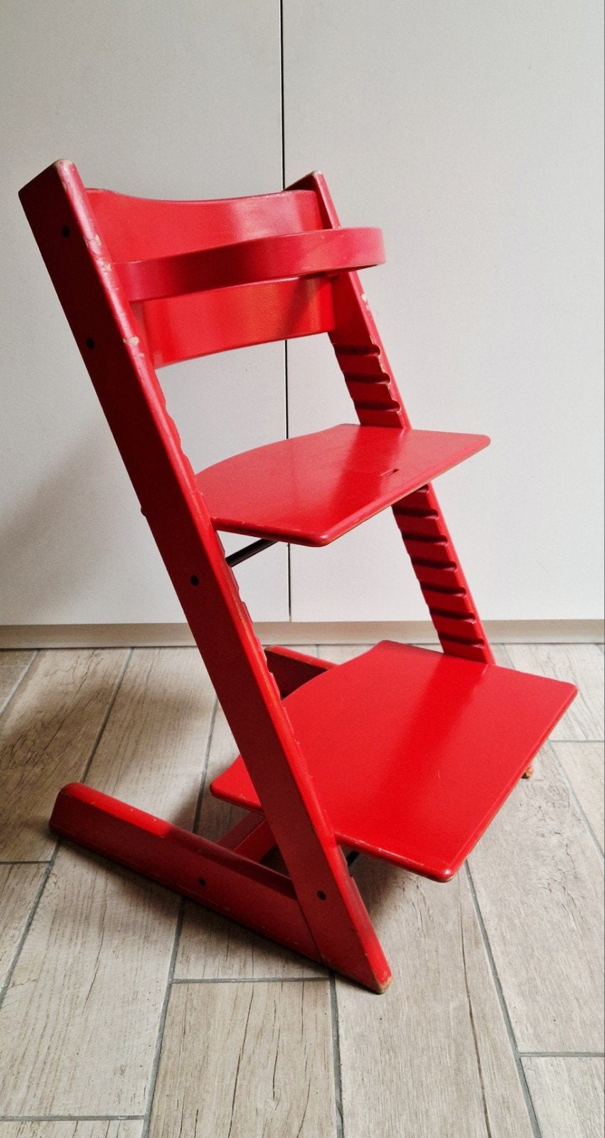 Stokke Tripp Trapp rood met beugel, Kinderen en Baby's, Ophalen, Gebruikt, Meegroeistoel, Aanschuifbaar