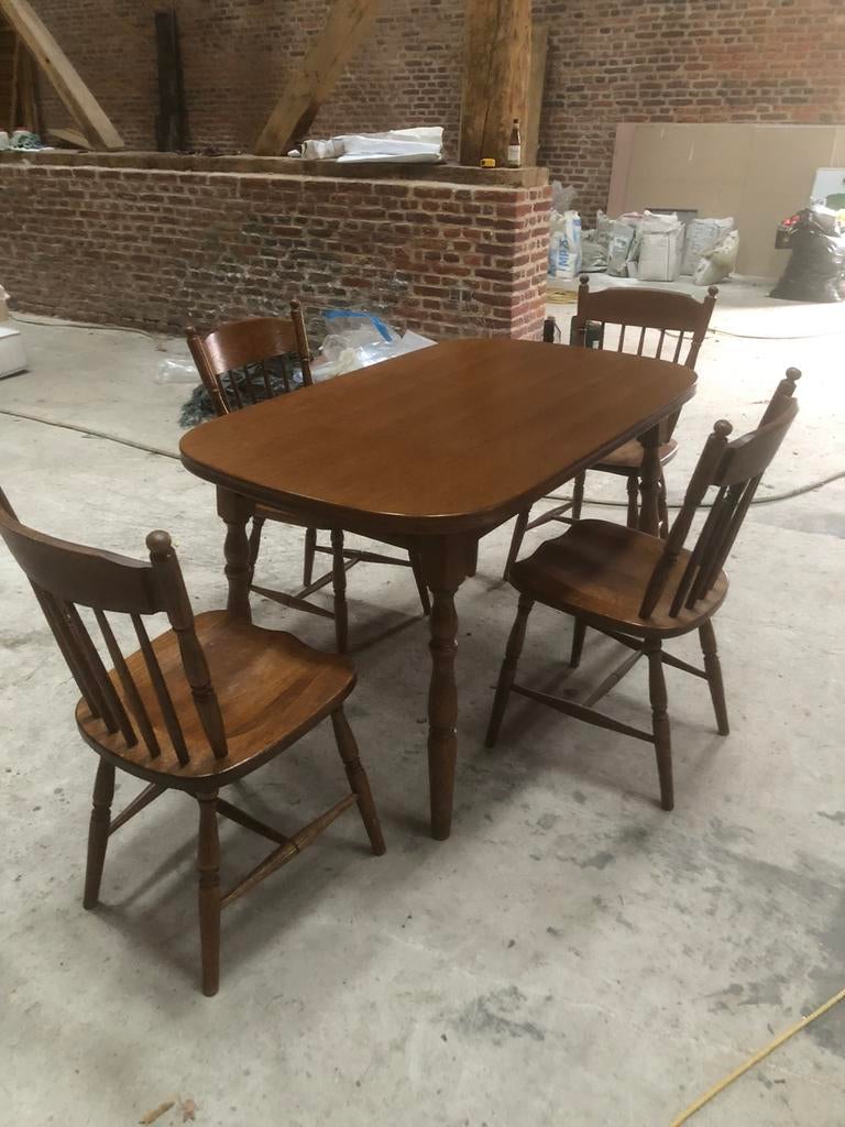 Table en chêne et 4 chaises, Jardin & Terrasse, Chaise, Comme neuf, Autres matériaux, Enlèvement