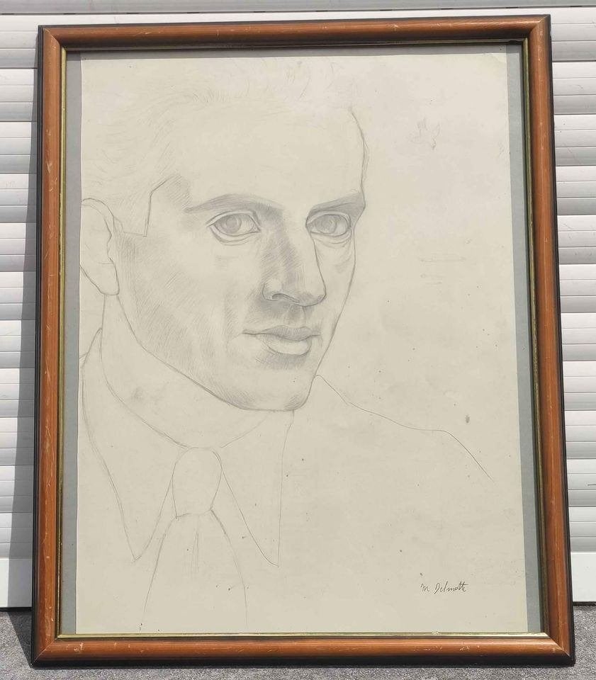 Dessin portrait signe Marcel delmotte, Antiquités & Art, Enlèvement ou Envoi