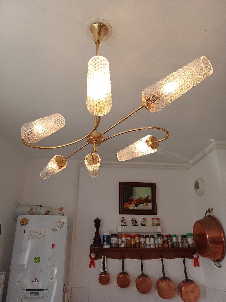 lustre vintage, Maison & Meubles, Lampes | Lustres, Hollywood regency, Verre, Enlèvement, Utilisé