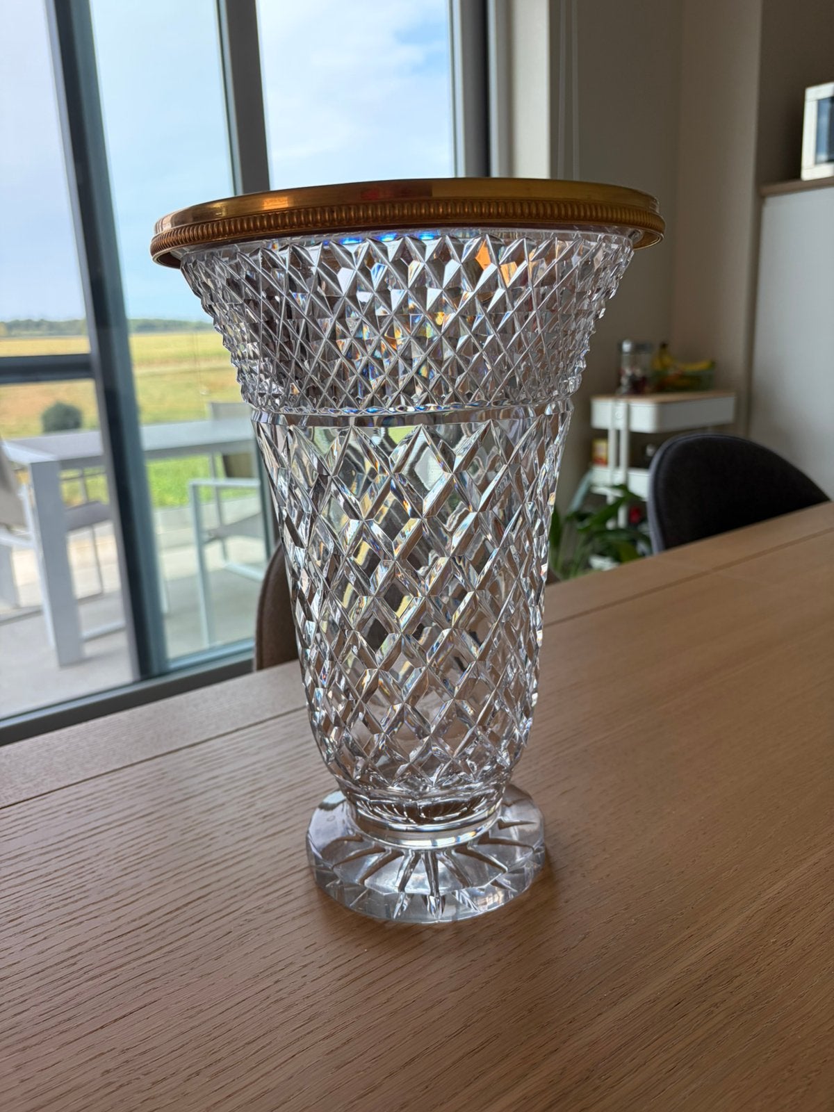 Vase cristal cerclage laiton doré, Enlèvement