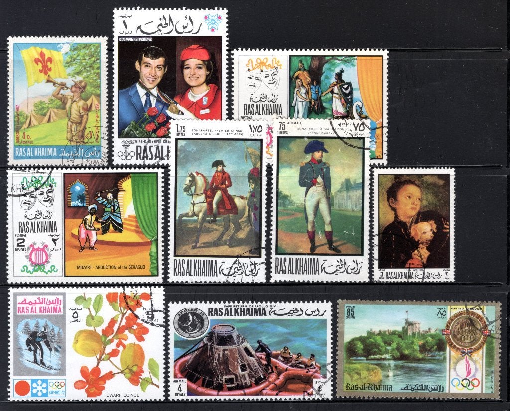Lot de timbres de RAS AL KHAIMA, timbrés, Envoi, Affranchi