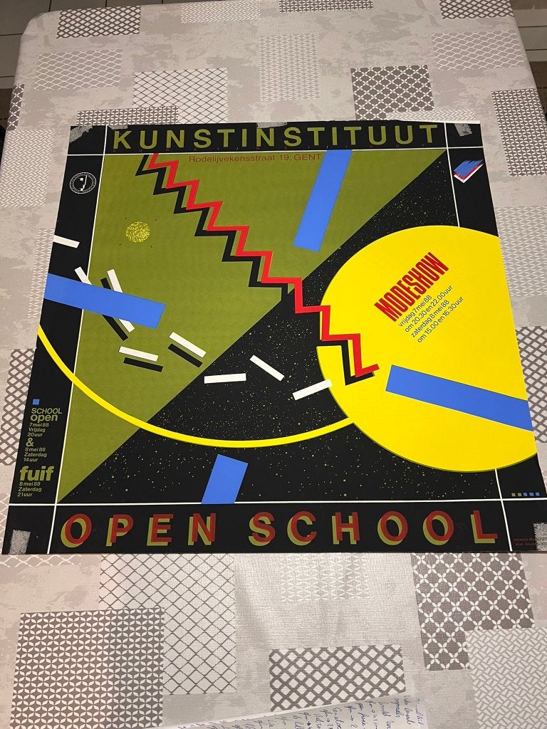Vintage Poster Kunstinstituut - Open school, Deurposter of groter, Ophalen of Verzenden, Reclame, Rechthoekig Staand