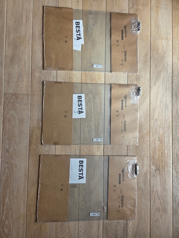 3 étagères en verre IKEA BESTA, Maison & Meubles, Neuf, Moins de 100 cm, Verre, Enlèvement ou Envoi