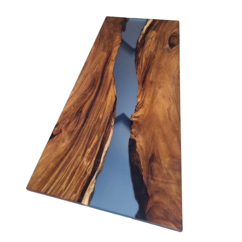 Exclusieve Houten Epoxy Tafel – 220x90cm - Massief Notenhout, Ophalen, Nieuw, Tafelblad