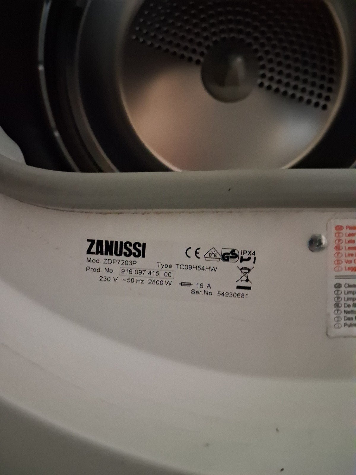 Droogkast Zanussi, Elektronische apparatuur, Ophalen