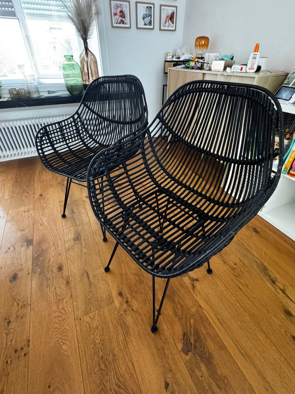 2 rotan eetkamerstoelen, Ophalen, Zo goed als nieuw, Rotan