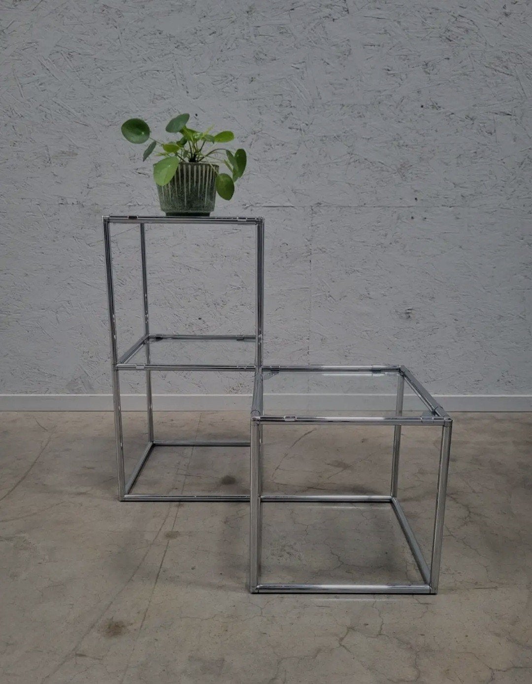 Poul Cadovius, série Abstracta, cubes chromés modulaires, b, Enlèvement