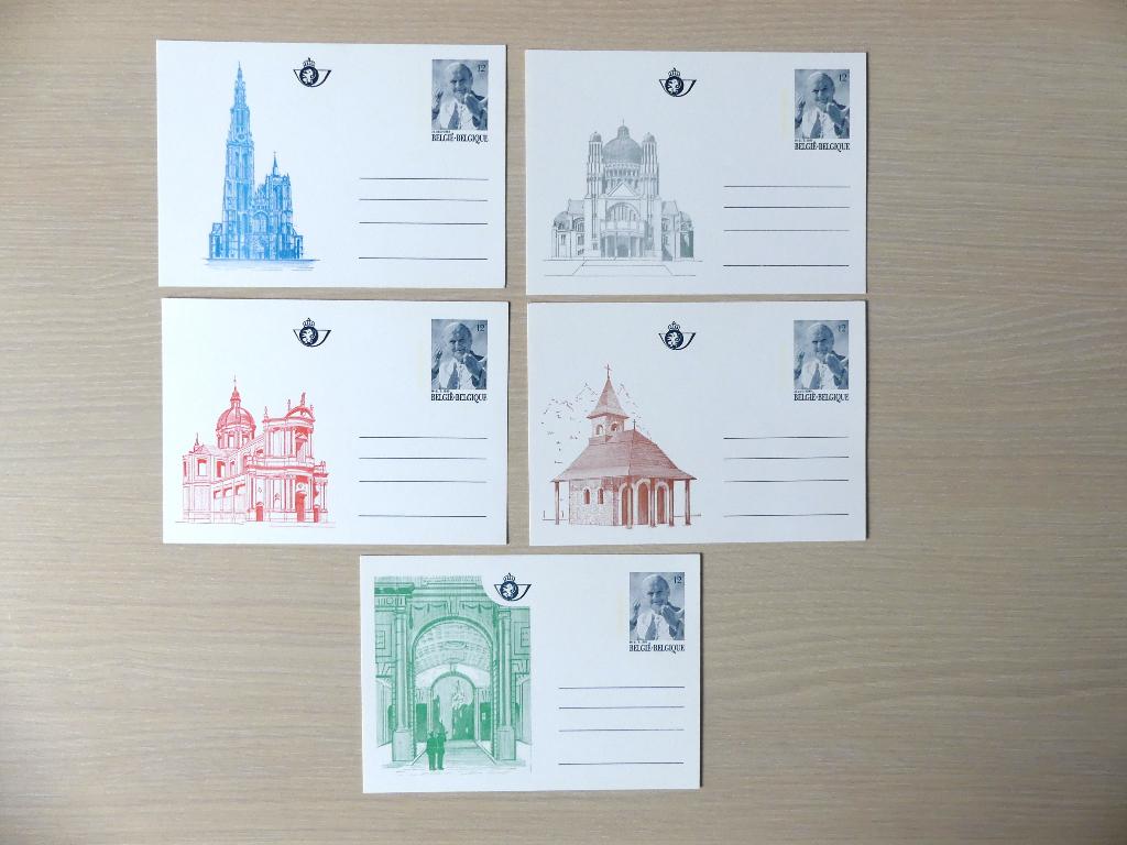 1985 - BK34/BK38 : 5 briefkaarten paus Johannes-Paulus II, Ophalen of Verzenden, Postfris