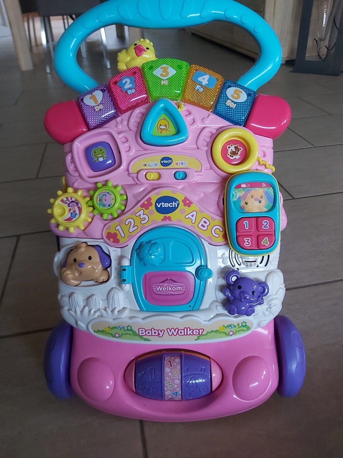 VTech Baby Walker – Interactieve loopwagen roze – 9-36 maa, Enlèvement, Comme neuf, 6 mois à 2 ans