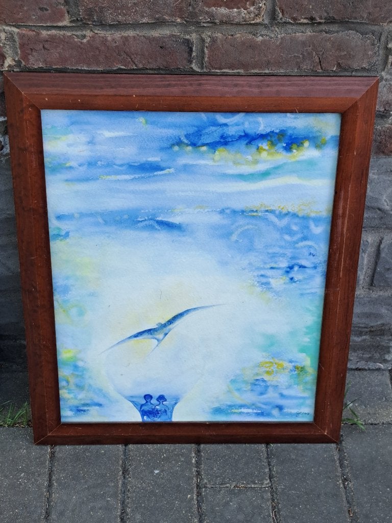 aquarelle signe mano geers, Antiquités & Art, Enlèvement ou Envoi, Aquarelle