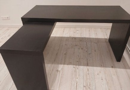 Bureau IKEA Malm avec plateau extensible - Noir, 65 cm, Utilisé, IKEA, 151 cm