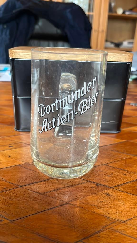 Chope en verre 0,25 émaillée Dortlunder actien Bier, Enlèvement ou Envoi, Comme neuf