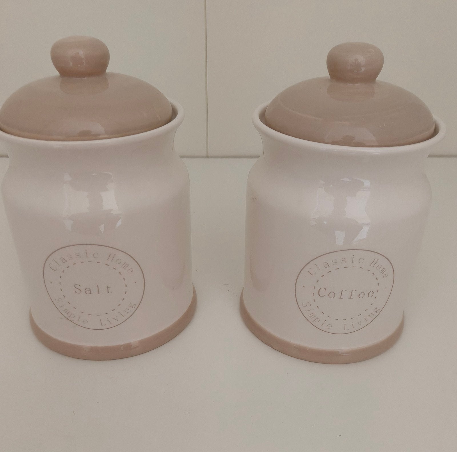 Lot de 2 pots de cuisine en céramique avec couvercle, Met deksel, Ophalen, Zo goed als nieuw, Steen/keramiek