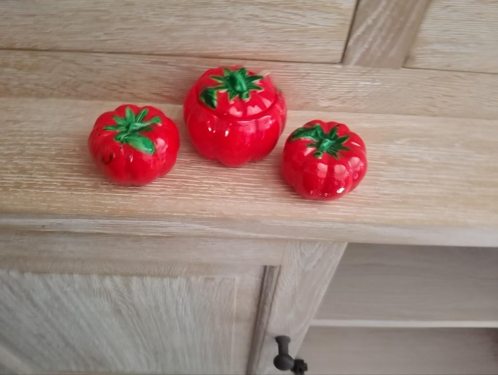 Vintage Keukenset peper zout mosterd, Ophalen of Verzenden, Rood