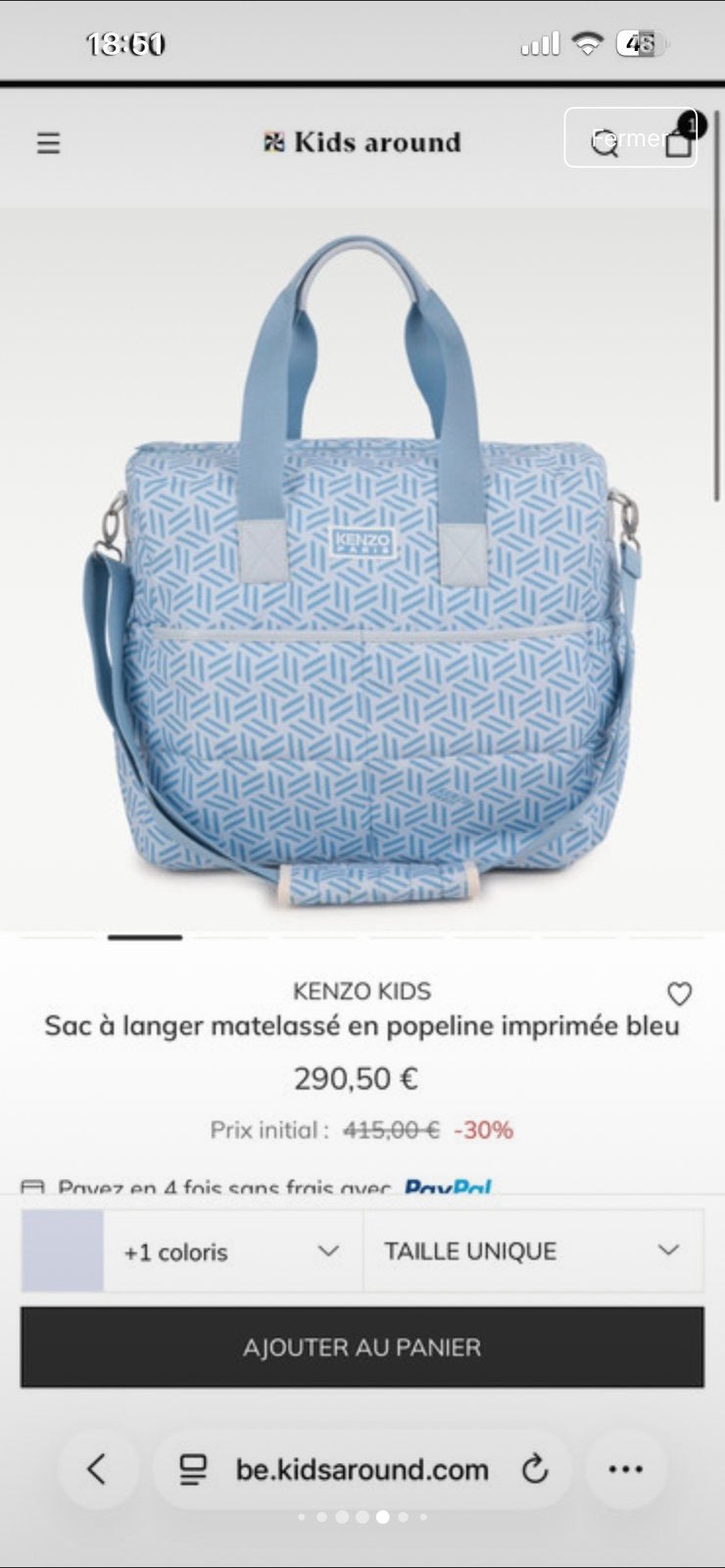 Sac a langer kenzo, Enfants & Bébés, Neuf, Bleu, Enlèvement ou Envoi, Sac à langer