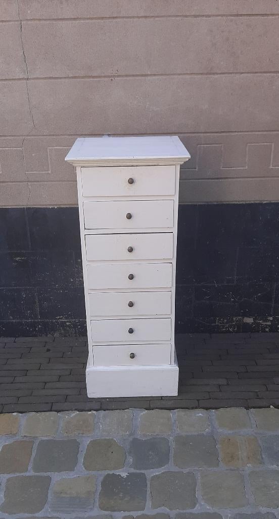 Ladenkastje wit schuiven kast vintage MOET NU WEG, 25 à 50 cm, 5 tiroirs ou plus, Vintage, Enlèvement
