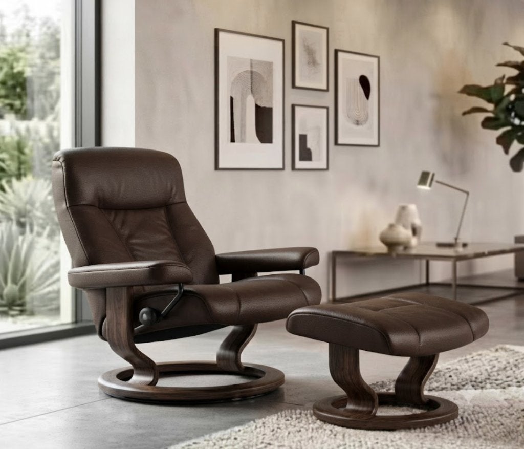 stressless relax met voetbankje, Ophalen, Gebruikt, Hout