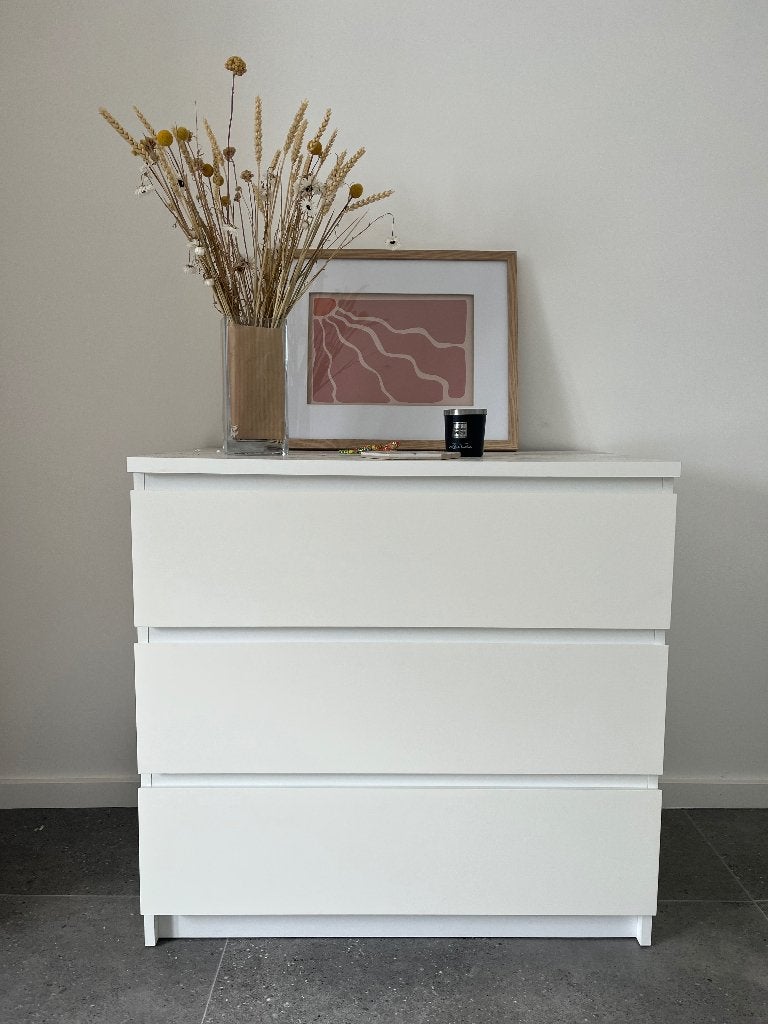 Commode blanche Ikea MALM, 3 ou 4 tiroirs, Enlèvement, Utilisé, Ikea MALM