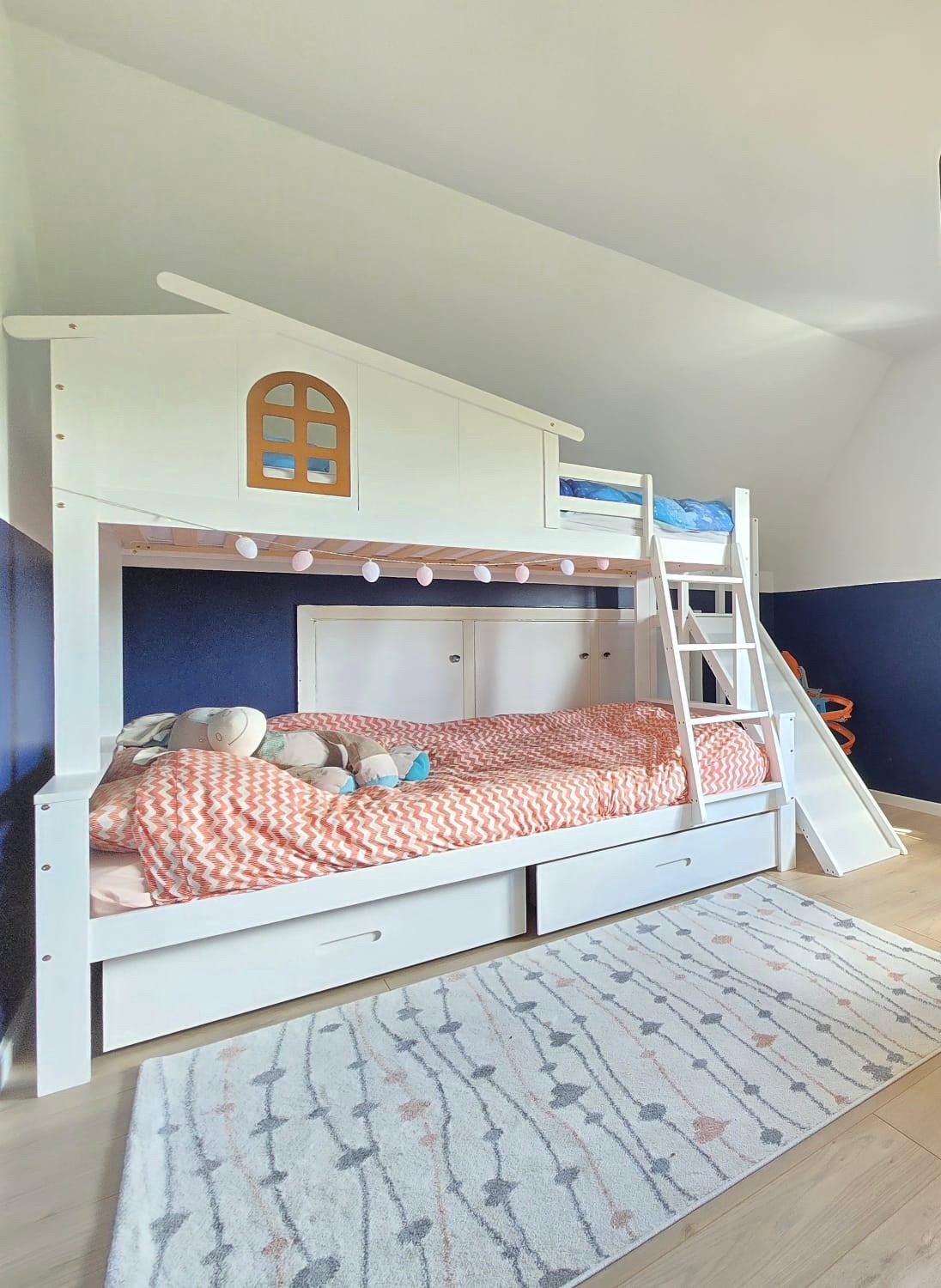 Stapelbed met glijbaan, Kinderen en Baby's, Kinderkamer | Stapelbedden en Hoogslapers, Ophalen, Zo goed als nieuw, Stapelbed