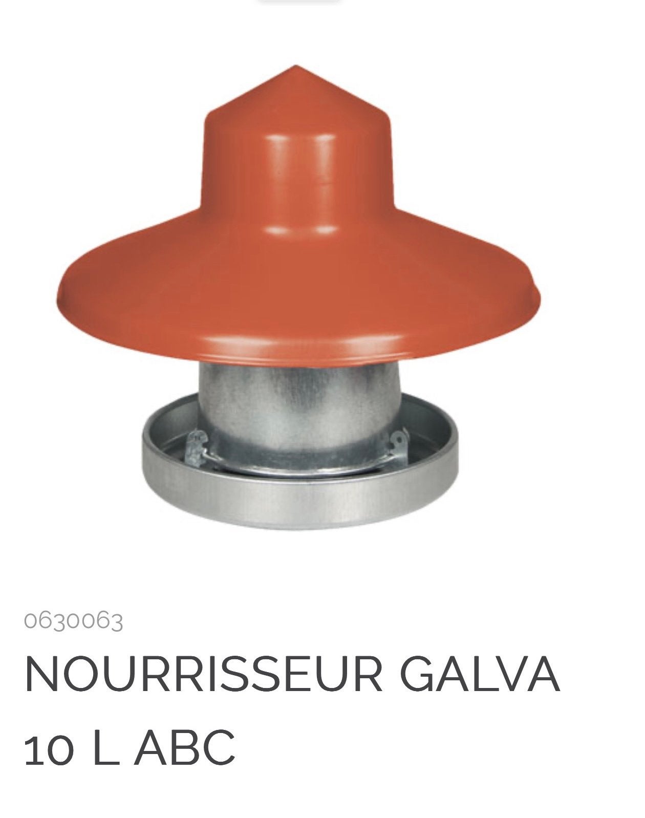 Nourisseur en galva 10 lit. Poules, Animaux & Accessoires, Enlèvement, Neuf, Abreuvement et Alimentation