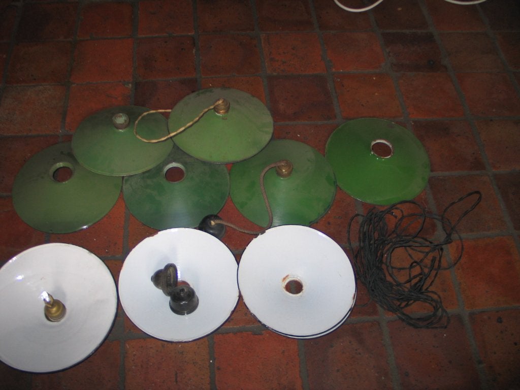 8 industriele hanglampen .Ook per stuk te koop., Antiek en Kunst, Ophalen