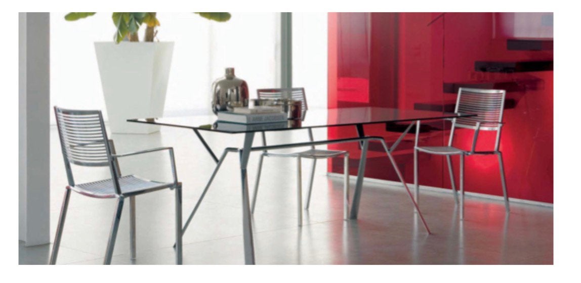 Tafel met glazen blad Italiaans design van Robby Cantarutti, Huis en Inrichting, Ophalen, Gebruikt