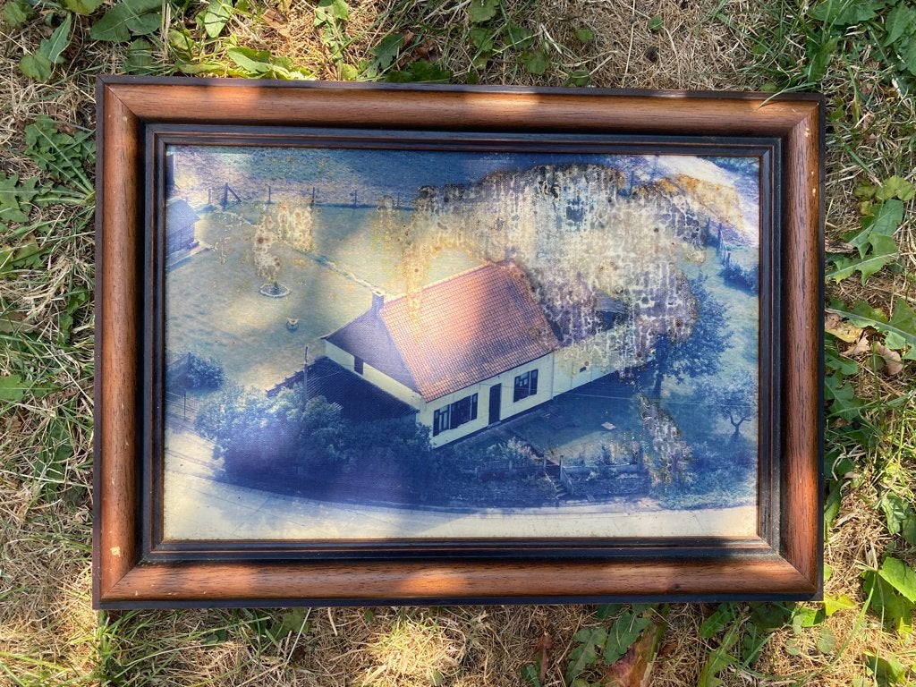 Klassiek houten frame 50x36 mahoniekleur Vintage, Bruin, Gebruikt, Schilderijlijst, Verzenden